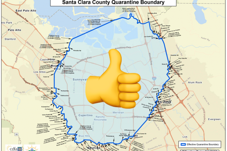 Former boundary of Santa Clara County fruit fly quarantine, ended effective May 16, 2024